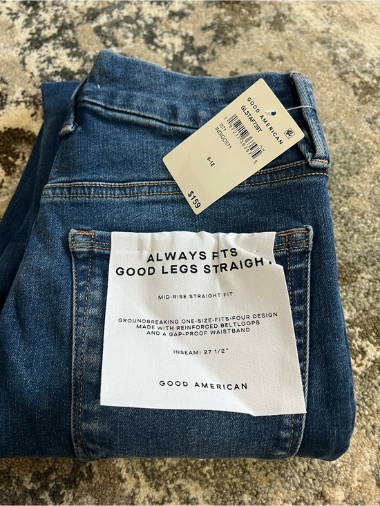 Good American Denim - Good American Women's Straight Leg Jeans - Dark Blue Denim